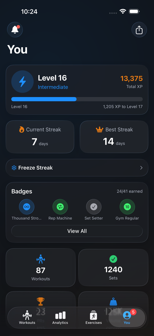 RepXP App - XP levels and achievements